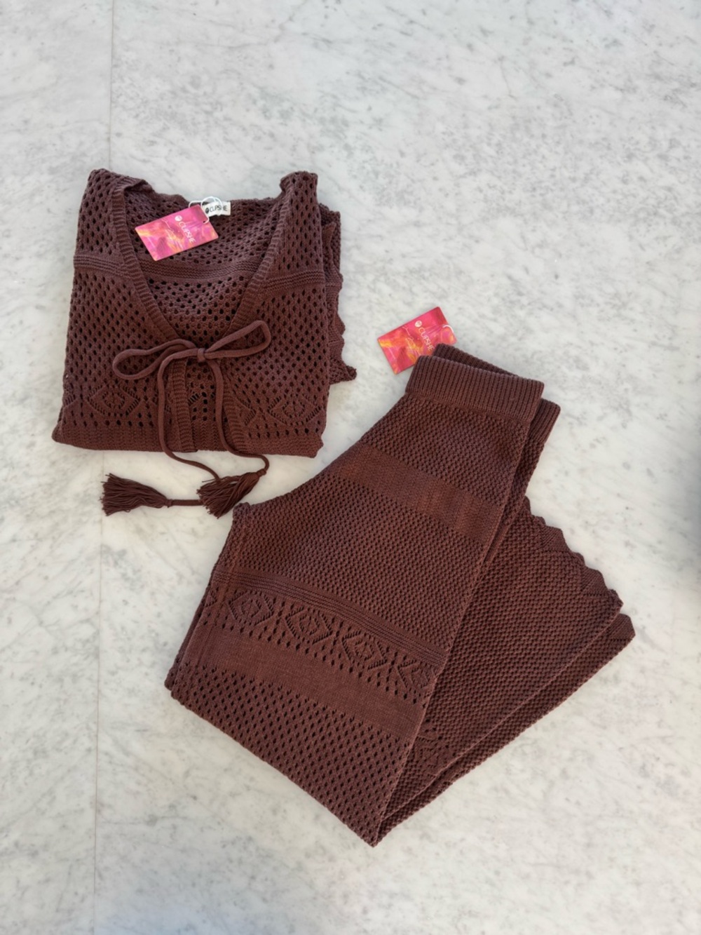 cupshe brown knit bikini cover up set - Picture 2 of 6